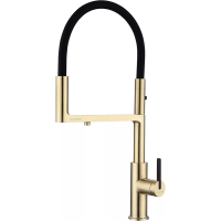 Смеситель для кухни Paulmark Tornado To213402-LG с подключением к фильтру, гибким изливом, светлое золото