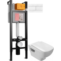 Комплект унитаза с инсталляцией Jacob Delafon Struktura E21771RU-00 с сиденьем микролифт и Белой клавишей смыва 345191