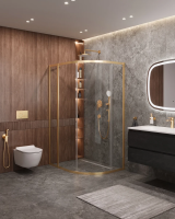 Душевой уголок Cezares Molveno MOLVENO-RH-1-110/90-C-BORO-IV 110x90 см, профиль золотой матовый, стекло прозрачное