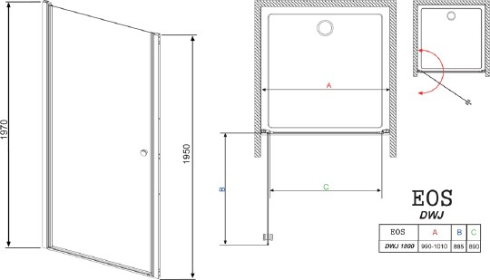 дверь для душевой кабины в нишу radaway eos dwj 100 интимато