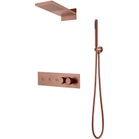 Душевой комплект Boheme Fusion 131-CB 230 мм, с термостатом, медь матовая