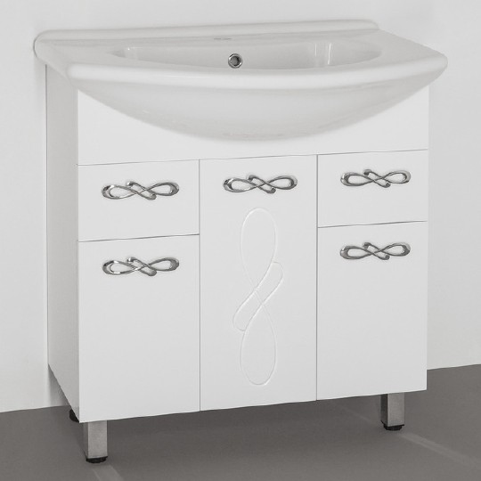 Тумба под раковину 75 см Style Line Венеция ЛС-00000255, цвет белый глянец