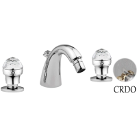 Смеситель Migliore Axo Swarovski 18493 для биде, на 3 отверстия, с донным клапаном, ручки Swarovski, хром/золотой