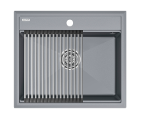Мойка STEPIA 60, IT-GRANIT + ролл-мат STEP брашированная нерж. сталь, PM115951-GRM+R375-BS