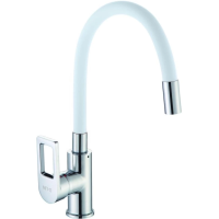 Смеситель для кухни D-Lin D155308-3 с гибким изливом, хром/белый