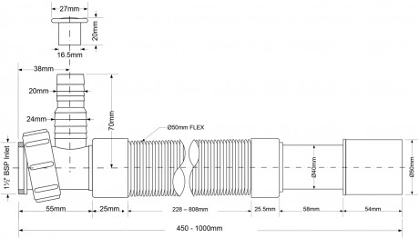 гофра 45-100 см 1 1/2"-40*50 mcalpine mrmf2w