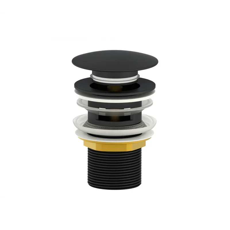 Донный клапан Wonzon & Woghand WW-88SS01-MB для раковины, с переливом, черный матовый