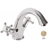 Смеситель для раковины с донным клапаном золото 24 карат, ручки золото 24 карат Cezares Golf GOLF-LS1-03/24