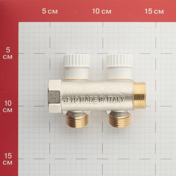 коллектор stout 3/4 вр(г) х 2 выхода 1/2 нр(ш) х 3/4 нр(ш) регулируемый (smb 6851 341202)