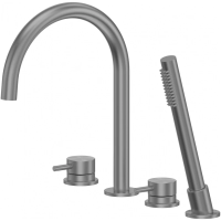 Смеситель на борт ванны Abber Wasser Kreis 316 AF8113BGG с душевым гарнитуром, оружейная сталь матовый Смеситель на борт ванны Abber Wasser Kreis 316 AF8113BGG с душевым гарнитуром, оружейная сталь матовый