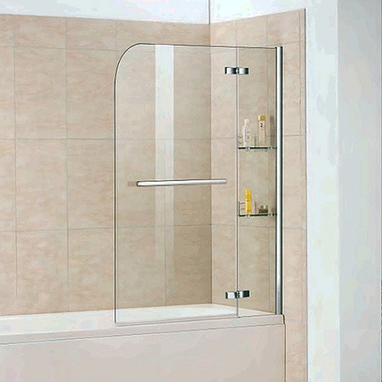 Шторка для ванны WeltWasser WW100 D2AK 100см, с полотенцедержателем и полками 10000001237 профиль хром, стекло прозрачное