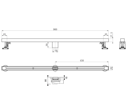 душевой трап 90 см wonzon & woghand, брашированный никель (ww-65409t-br)