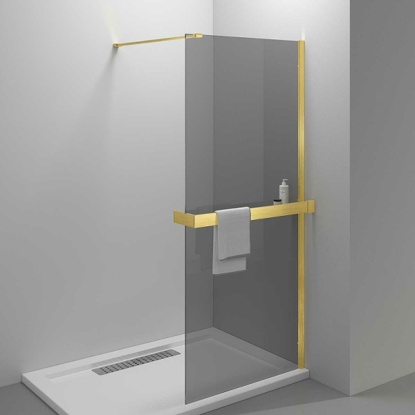 душевая перегородка vincea walk-in hr 80 vsw-4hr800cgg профиль брашированное золото, стекло тонированное