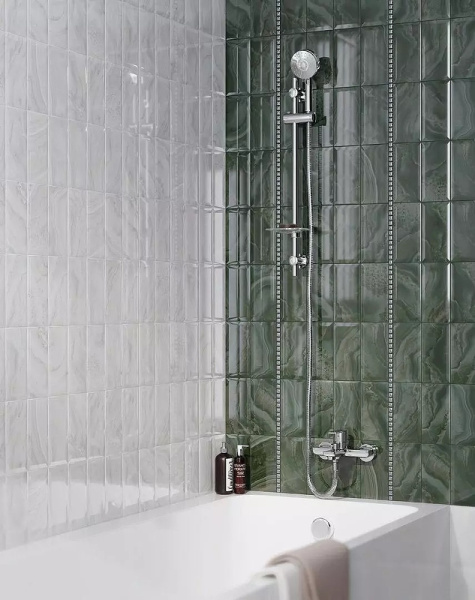 Керамическая плитка Kerama Marazzi Сеттиньяно зелёный грань глянцевый 19077 настенная 9,9х20 см