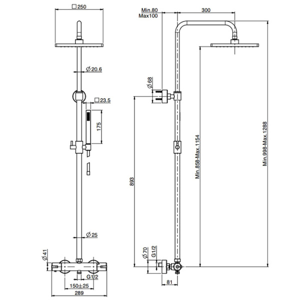 душевая система fima carlo frattini colonne doccia f4885/qp255cr, с термостатом, хром