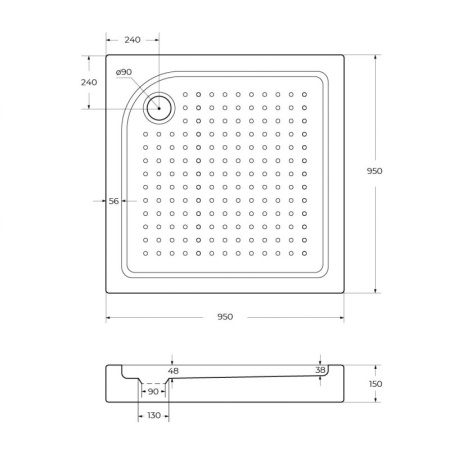 душевой поддон 90×90 см belbagno tray tray-bb-a-90-15-w с антискользящим покрытием, белый