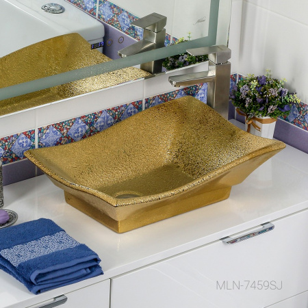 Накладная раковина в ванную Melana 51 см, MLN-7459SJ (золото)