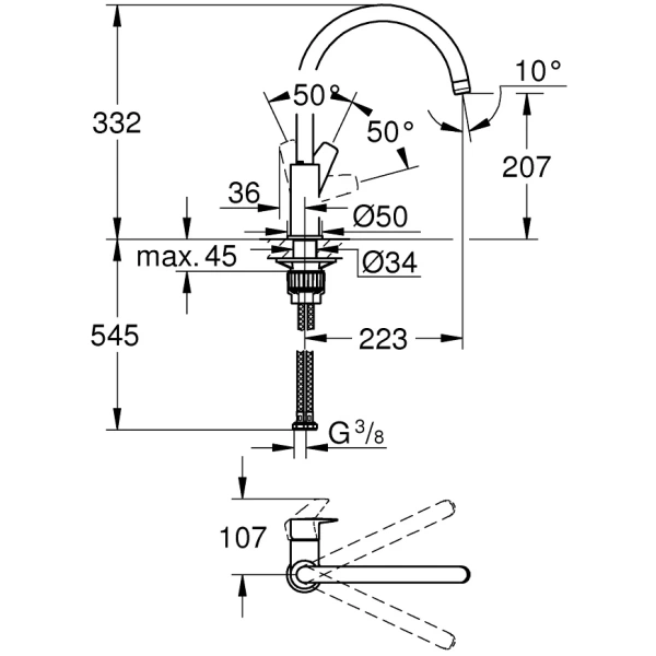 смеситель для кухни grohe bauedge 31367001
