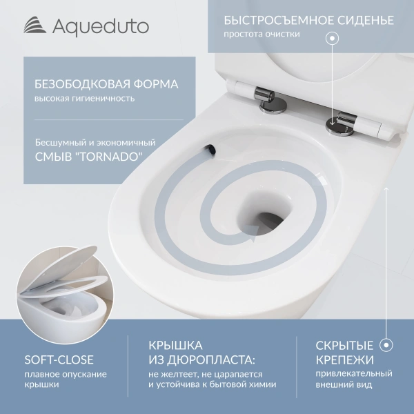 комплект aqueduto aqds010t: инсталляция tecnica, кнопка quadrado - белый глянцевый, унитаз ovo слив торнадо, сиденье с микролифтом, белый глянцевый