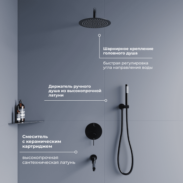 душевая система rgw shower panels sp-55b 51140855-04 черная матовая