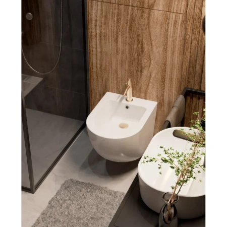 смеситель aquame siena aqm6216bg для биде, без донного клапана, золотой матовый