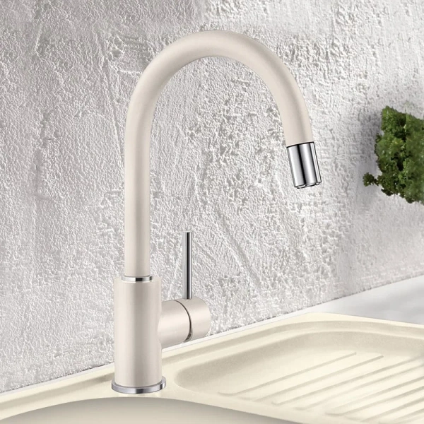 смеситель для кухни blanco mida-s 526968 с выдвижным изливом, мягкий белый