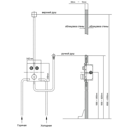 душевой комплект 247 мм vincea inspire vsfw-3i21t1mb