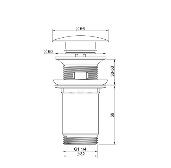 донный клапан для раковины wonzon & woghand ww-88ss09-bgm с переливом, темный графит матовый