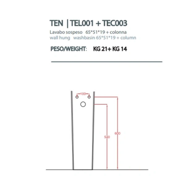 пьедестал, artceram, ten, шв 360*670, цвет-белый
