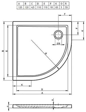 душевой поддон riho zurich 288 120×120 d001024005 (da9600500000000) без антискользящего покрытия