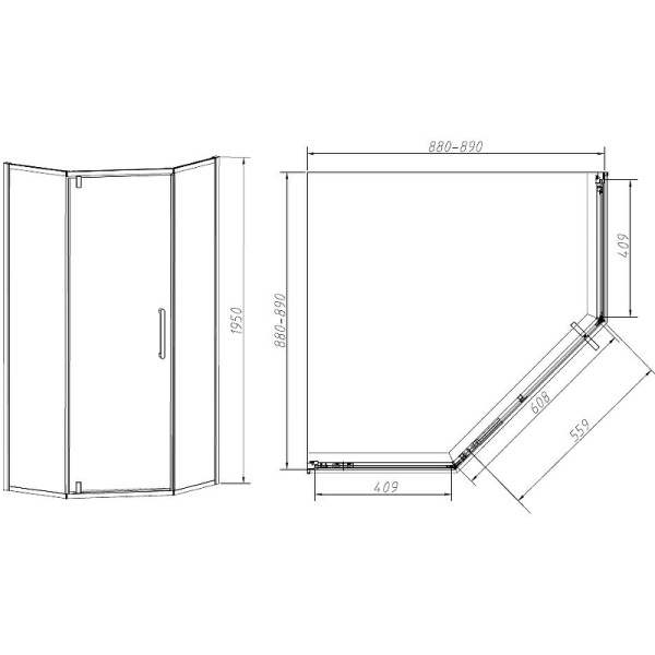 душевой уголок vincea slim-n 90×90 vsp-4sn900clgm профиль вороненая сталь, стекло прозрачное