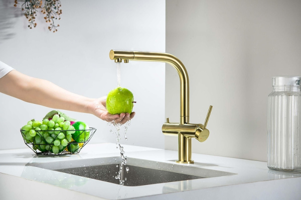 смеситель для кухни aquatek европа aq1385bg цвет золото шлифованное