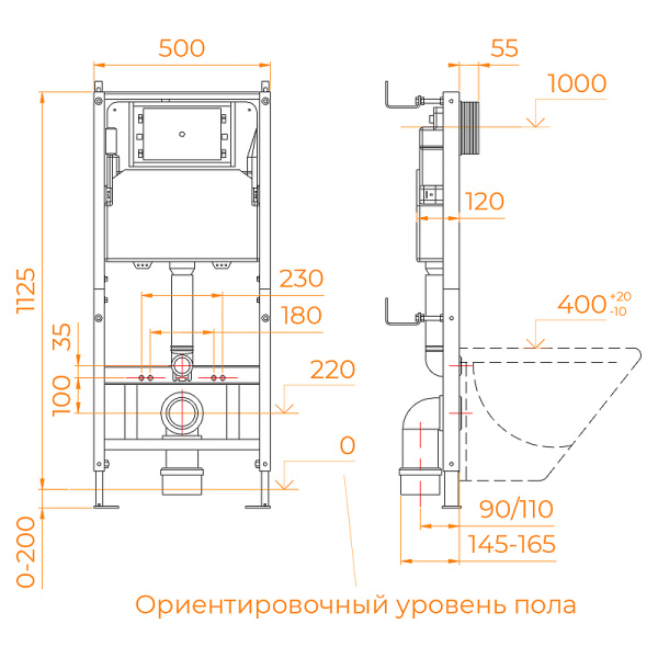 комплект унитаза с инсталляцией rgw sw-60 68420460-01 с сиденьем микролифт и белой клавишей смыва
