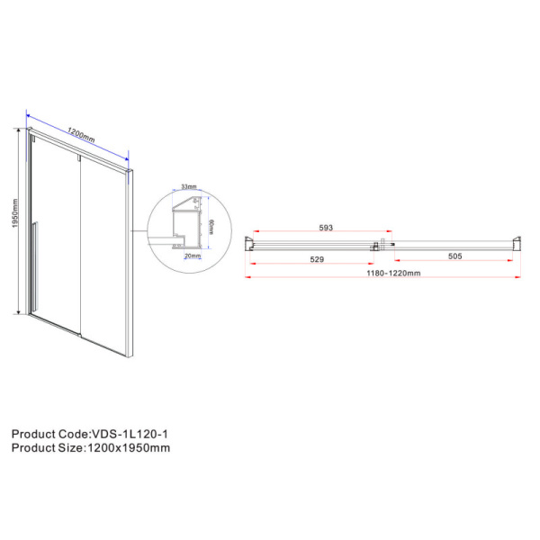 душевая дверь 120 см vincea lugano vds-1l120clb-1 прозрачное