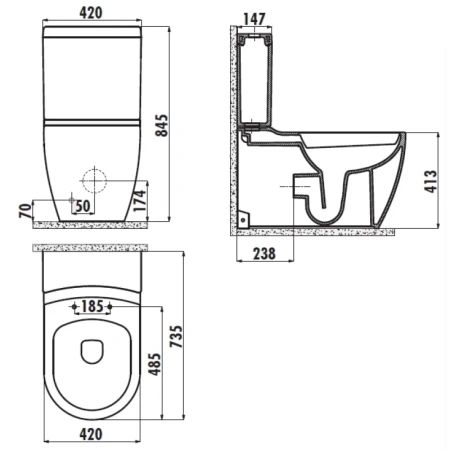 унитаз напольный creavit grande gr360-11cb00e-0000