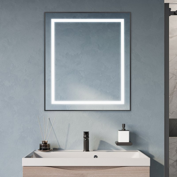 зеркало belbagno kraft 100 spc-kraft-1000-800-sens-nero с подсветкой, черное с сенсорным выключателем