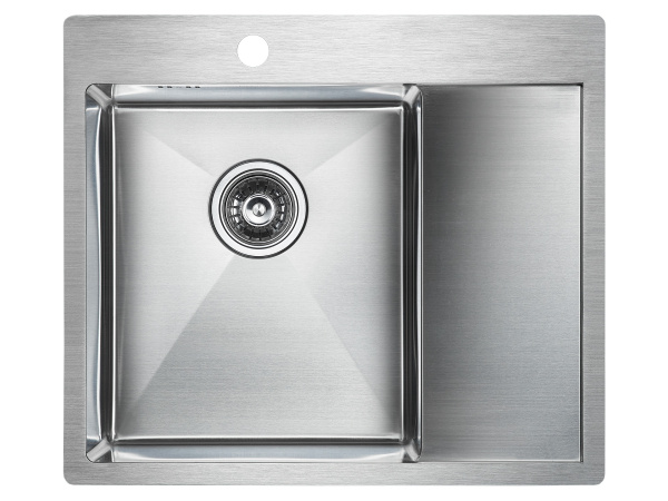 кухонная мойка paulmark kroner 59f pm225951-bsl, левая, цвет нержавеющая сталь.