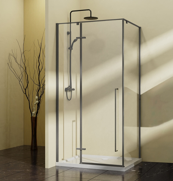 душевой уголок vincea slim-n 100×100 vsr-5sn1010clgm профиль вороненая сталь, стекло прозрачное