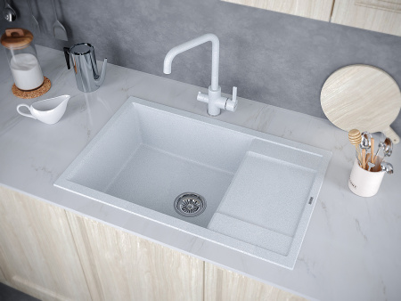 кухонная мойка 780 мм paulmark flugen 60 pm317850-gr, it-granit, цвет серый.