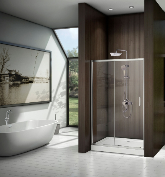 душевая дверь cerutti spa gloria d120 профиль хром, стекло прозрачное