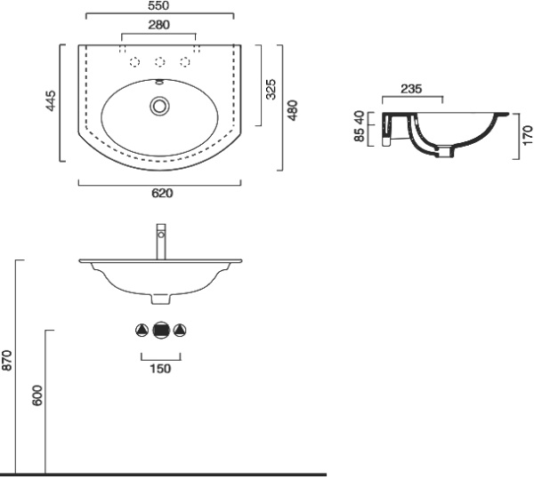 раковина подвесная 62 см catalano velis 162vl00