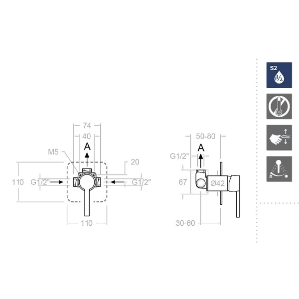 смеситель для душа ramonsoler drako 331801 хром