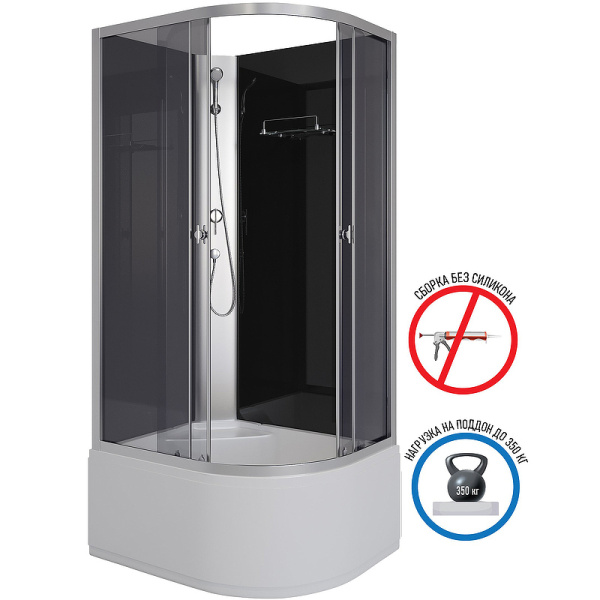 душевая кабина niagara eco 100x80 l e100/80/40l/tn/bk без гидромассажа