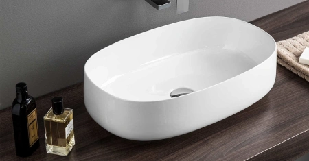 раковина artceram cognac quadro col003 05 00 накладная, без отв., без перелива, на столешницу, saniglaze, 55x35xh14.5 см, белый матовый