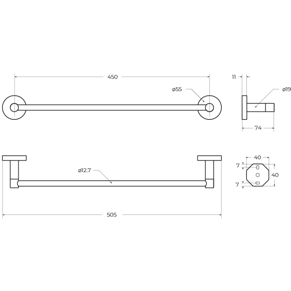 Полотенцедержатель Cezares Relax RELAX-TH-50-01 50,5 см, хром