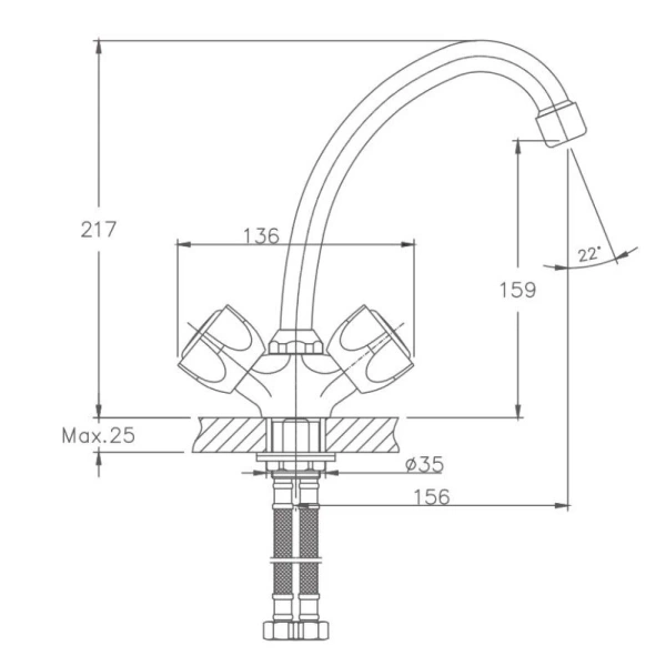смеситель для кухни haiba hb4909 цвет хром