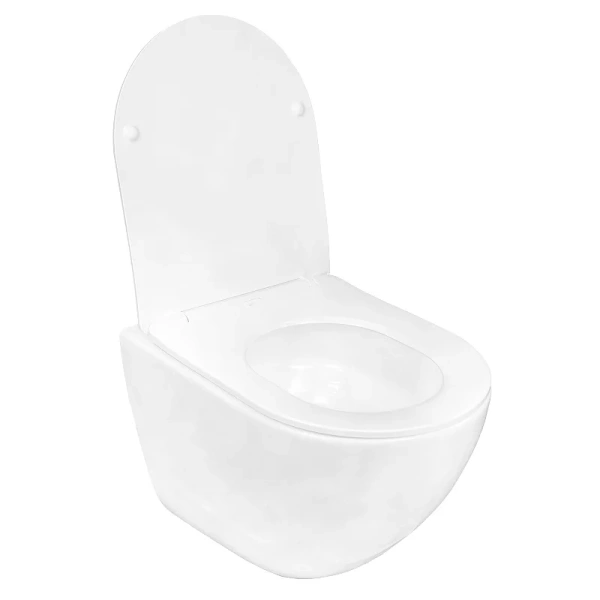 унитаз azario trevi az-0093uq3 подвесной, безободковый, с сиденьем микролифт, слив "торнадо", 49.5х36х39 см, белый