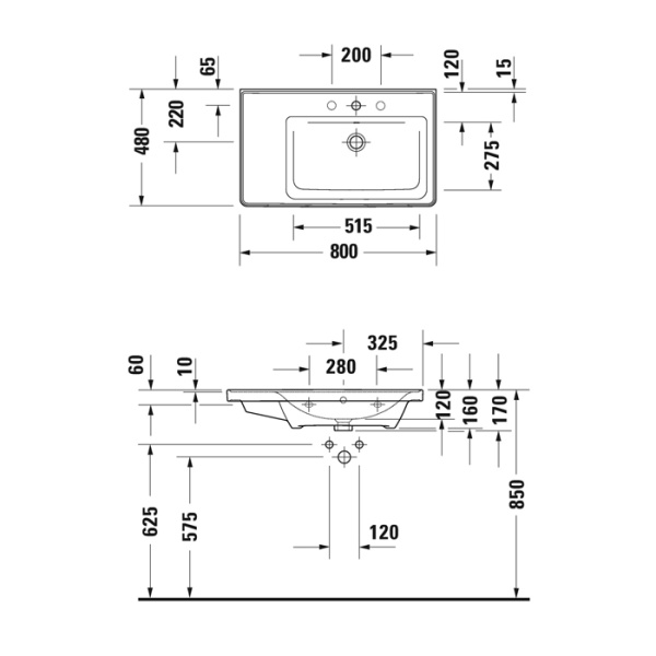 раковина duravit d-neo 2370800000 накладная, с перелив, с 1 отв. под смес, раковина справа, 80х48 см, белая (продаем с базой de425703535)