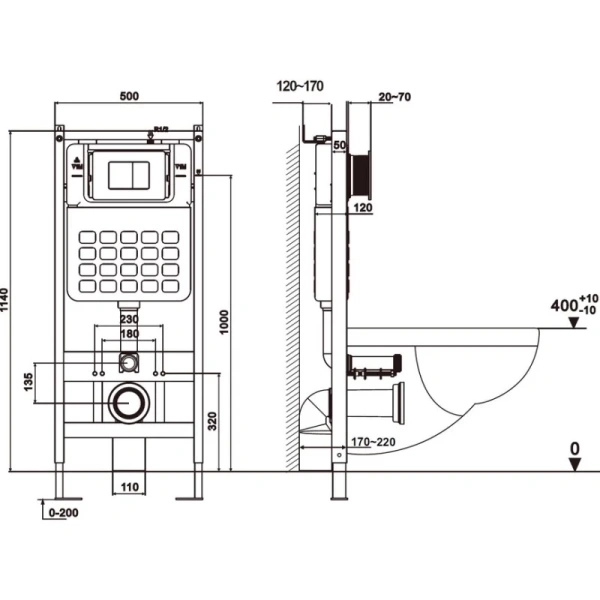 комплект инсталляция с унитазом abber ac1201-ac0105-ac0121mmg с кнопкой смыва, золотой матовый + унитаз подвесной abber rechteck безободковый, с сиденьем микролифт, белый