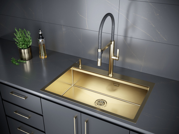 кухонная мойка paulmark kroner-pro 75 pm707551-bg, цвет золотой матовый